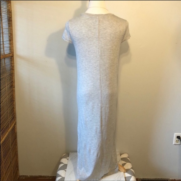 JESSICA SIMPSON-Gray Cotton Crewneck T-Shirt Sheath Maxi Dress-Size Small - Picture 4 of 6